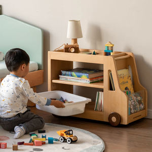 خزانة كتب خشبية قابلة للإزالة ، رف تخزين لعبة أطفال ، سيارة كرتونية بسيطة وعصرية ، رف كتب خشبي للأطفال - Product Image 6