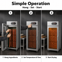 Armoire de séchage rotative commerciale 360° en acier inoxydable suspendue 220V avec garantie 1 an pour saucisses et grains de café