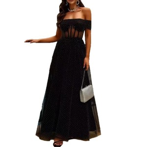 SS261 Splendido <span class=keywords><strong>Abito</strong></span> da Sera <span class=keywords><strong>Donna</strong></span> di Alta Gamma Elegante <span class=keywords><strong>per</strong></span> <span class=keywords><strong>Laurea</strong></span> Compleanno Cerimonia di Quindicennato Esame d'Arte Spalle Scoperte con Applicazioni di Pietre - Product Image 5