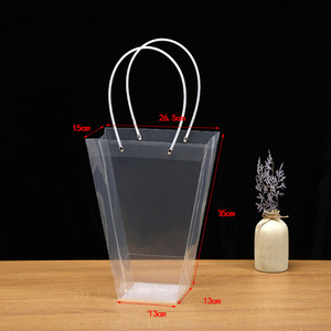Customized Transparent <strong>Trapezoid</strong> PP <strong>Bag</strong> Plastic Clear Flower Packing <strong>Bag</strong> With Handle - Product Image 6