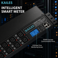 KAILES (KLS) PDU intelligent pour rack, 12 prises C19, connecteur d'entrée industriel pour armoire de centre de données, prise IEC, charge maximale 23,01 kW