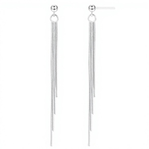 Pendientes Colgantes de Plata de Ley S925 con Borlas, Pendientes de Hilo para Mujer, Regalo para Bodas y Fiestas, Producto Hecho a Mano al por Mayor - Product Image 2