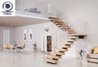 Escalier flottant haut de gamme avec structure à montantes ouvertes pour applications de rénovation résidentielle moderne