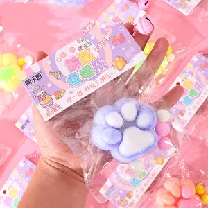 Ultra Soft Cute Furry Cat Paw Squishy Toy TPR Stress Relieving Kawaii Squishy Fidget Toy Set