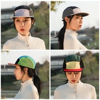 Gorra de camping de 5 paneles de malla de nailon de secado rápido personalizada, sin estructura, impermeable, ajustable, sólida, para aventuras al aire libre, ciclismo, unisex, talla 4