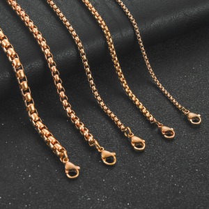 Collier chaîne Rolo carrée classique en acier inoxydable pour hommes et femmes, 2/3/4/5 mm, plaqué or rose, bijoux en métal - Product Image 1