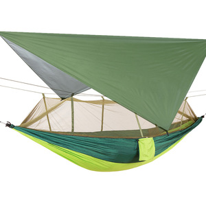 Hamac simple en nylon léger <span class=keywords><strong>de</strong></span> haute qualité avec auvent, imperméable, protection solaire, anti-moustiques, pour camping et randonnée en extérieur - Product Image 2