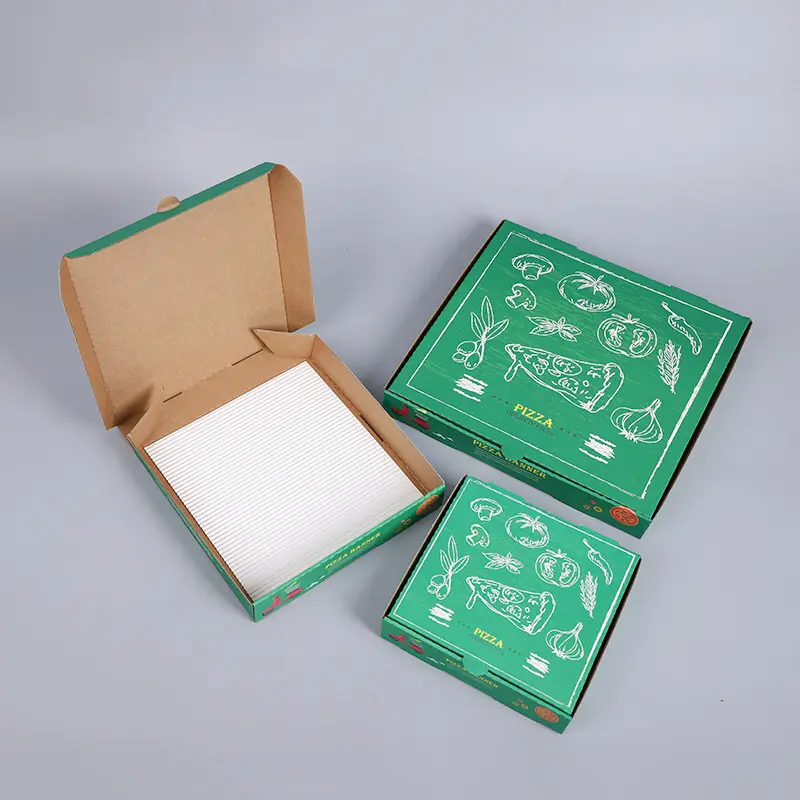 Stokta hazır Pizza kutusu F flüt oluklu kraft el işi kağıdı Take Away kutusu gıda sınıfı ham kağıt