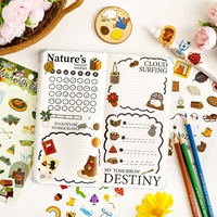 Vente directe d'usine, autocollants pour coque de téléphone en PET imperméables, autocollants décoratifs à motifs de dessins animés, six motifs thématiques