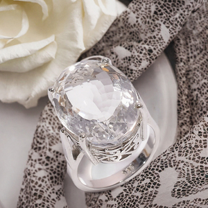 Classic Oval Cut Crystal Cocktail <b>Ring</b> 925 Silver Prong Setting Unisex Everyday Wear - Product Image 2
