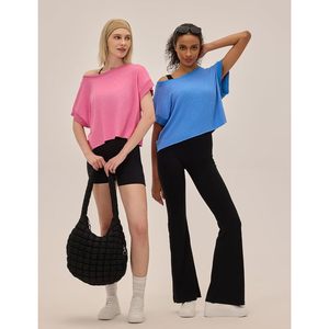 Abbigliamento sportivo da donna Premium top Open Back Gym Running Yoga Crop t-Shirt ampia a maniche corte traspirante - Product Image 3