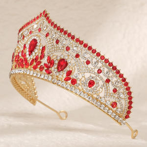 Diadème de mariée en cristal géométrique de style européen, ajouré, entièrement orné de strass, design goutte d'eau, pour coiffures de mariage - Product Image 3