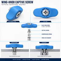 Vis captive à sertir Blue Wing 6-32 en acier, à six lobes, avec bouton en plastique, pour fixation de panneaux