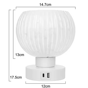 Circular vertical pattern cloud table lamp 3CCT dimming USB rechargeable bulb <strong>glass</strong> <strong>lampshade</strong> bedside desk ornament lamp - Product Image 6