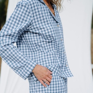 Conjunto de <span class=keywords><strong>pijama</strong></span> de guinga de doble capa de algodón puro superventas con mangas largas y pantalones largos para <span class=keywords><strong>hombre</strong></span> - Product Image 4