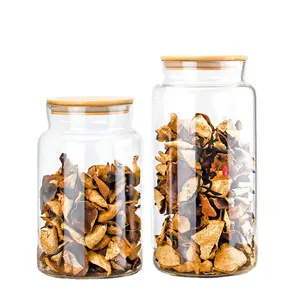 customized New Large-capacity High Borosilicate Glass Bottle Tea glass jars set glass food containers with bamboo