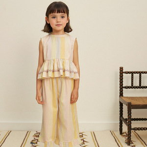 Conjunto de Verano 2026 para Niñas, Estilo <span class=keywords><strong>Retro</strong></span> Dulce y Fresco, con Rayas y Flores, de Algodón, Pantalones Cómodos y Transpirables para Bebés - Product Image 4