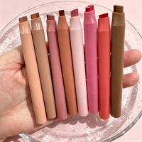 Crayon à lèvres imperméable longue durée avec logo personnalisé, vegan, lisse, haute pigmentation, rose brun, 2 en 1, rouge à lèvres et crayon à lèvres