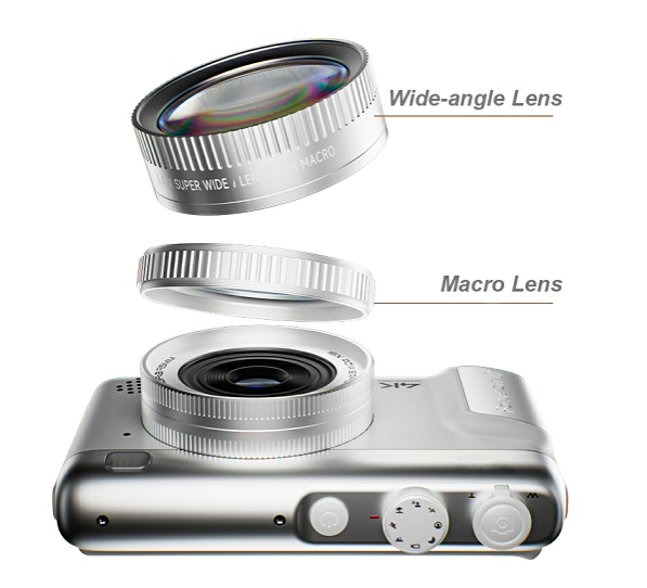 64 Go Argent Blanc avec Objectif Grand angle