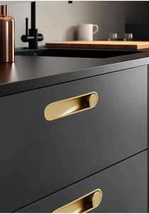 Poignée de tiroir dissimulée moderne en alliage de zinc pour armoire, placard, chambre, salon - Gris/Doré, rectangulaire, installation facile - Product Image 3