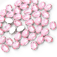 Strass en verre Selina Crystal ovale en forme d'oreille, à griffes, à coudre, 10x14mm, écologique, à dos plat, pour mariages et événements spéciaux