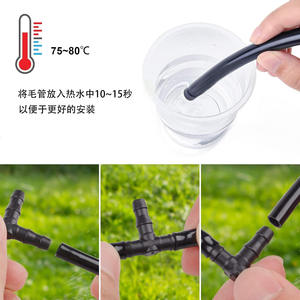 Connecteur en T en PVC pour irrigation goutte à goutte 4-7 mm, raccords en plastique noir pour système d'arrosage de jardin - Product Image 1