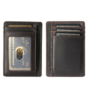 Portefeuille <span class=keywords><strong>porte</strong></span>-cartes pour <span class=keywords><strong>homme</strong></span> en cuir Crazy Horse de qualité supérieure, style vintage, design fin et minimaliste, logo personnalisé OEM/ODM. - Product Image 5