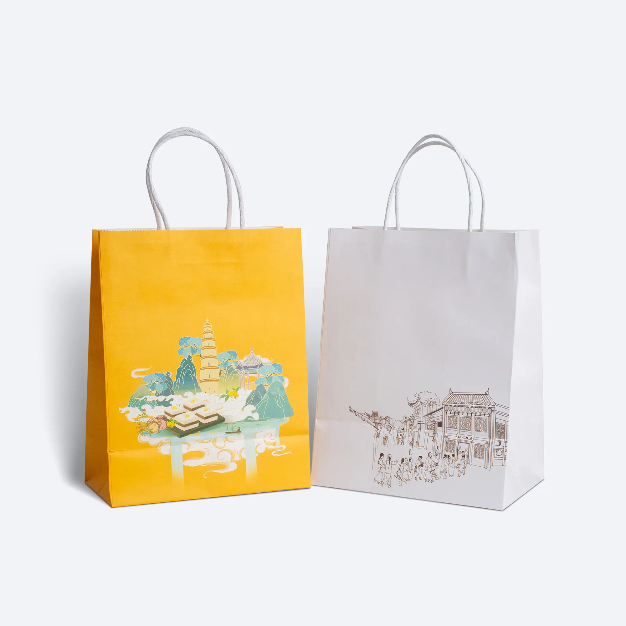 Custom gift packaging catering takeout bag clothing shopping kraft paper tote bag