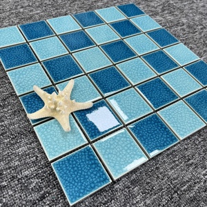 Mosaïque en céramique bleue de couleur mélangée, design économique, carrelage de piscine à vendre - Product Image 4