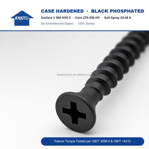 Tornillos para paneles de yeso Fasto de alta resistencia M4, especiales, fosfatados en negro, autorroscantes, de hierro, con dientes gruesos, diámetro de la tapa de 8 mm, grado a granel - Product Image 3