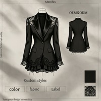 Robe Blazer Slim Fit Femme en Dentelle Épissée, Fabrication OEM/ODM à Guangzhou, Vente en Gros, Faible MOQ, Tissu et Étiquette Personnalisés, Costume pour Dames