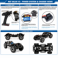 RGT EX86100V3 2.4G RC Crawler 1/10 4x4 Camion Tout-Terrain Professionnel avec ESC 40A, Servo à Engrenages Métalliques 15KG, 2 Vitesses, 6 Canaux, Prêt à l'Emploi