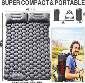 Upgraded Thick Self Inflatable Camping <b>Mat</b> <b>Double</b> Size Portable <b>Sleeping</b> Pad With Pillow for Outdoor Camping Hiking - Product Image 3