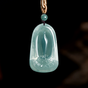 Pendentif tête de Bouddha tridimensionnel en jadéite bleue de qualité A, véritable et naturelle, pendentif bijou en jade de qualité glace. - Product Image 5