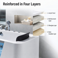 Baignoire autoportante légère en acrylique au design moderne avec robinet chromé et douchette extractible pour les maisons et hôtels américains