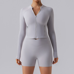 高弹力运动夹克女式长袖修身拉链开衫紧身跑步瑜伽夹克 - Product Image 6