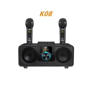 थोक 30W Subwoofer अध्यक्ष के साथ डबल माइक्रोफोन घर पार्टी KTV K8 पोर्टेबल आउटडोर वायरलेस स्पीकर कराओके K08