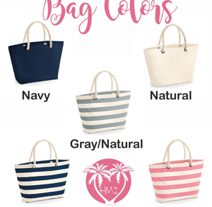 กระเป๋าผ้าแคนวาสลายทางสำหรับฤดูร้อน กระเป๋าสะพายไหล่ กระเป๋าช้อปปิ้ง ของชำร่วยงานแต่งงาน พร้อมสกรีนโลโก้ตามสั่ง ขายส่ง - Product Image 2