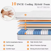 Matelas orthopédique enroulé sous vide 14 pouces Queen King Size prix de gros mousse à mémoire de forme 5 zones ressorts ensachés