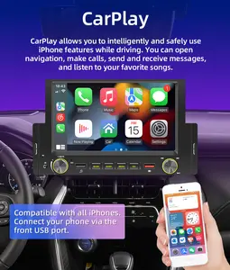 Universal Car Radio Apple Carplay Android Auto Stereo Touch Screen Icreative 1 Din Multimedia 6.2 Inch 12V FM English Wide Range