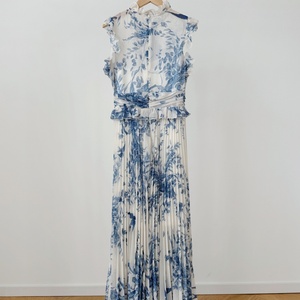 Đầm voan in hình cổ tròn không tay Sweet Fungus dành cho nữ eo cao xếp ly chữ A vestidos - Product Image 1