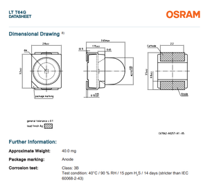 LED haute puissance OSRAM TOPLED Black LT T64G-FAGA-29-N424 à longue durée de vie, indicateur LED vert pur 532nm Ra95, garantie 3 ans, puce - Product Image 6