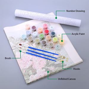 Kit digital de pintura al óleo DIY de 40cm x 50cm para adultos y niños principiantes cuatro estaciones Árbol de la vida lienzo de pintura al óleo para niños - Product Image 4