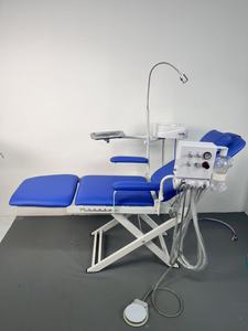 Riunito Odontoiatrico Portatile Pieghevole con Lampada Mobile Sedia Odontoiatrica Pieghevole con Sputacchiera e Vassoio Portastrumenti in Acciaio Inox - Product Image 2