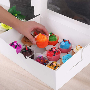 Tùy chỉnh 12 gói cupcake hộp Wit karton bakkerij gebak Muffin Cup bánh hộp tráng miệng verpakking gặp raam - Product Image 6