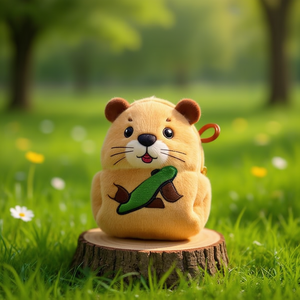 Monedero de peluche de capibara de 8x10.5cm, llavero bordado para niñas con cierre de cremallera y correa desmontable - Product Image 3