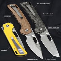 Couteau de poche pliant en acier 14C28N avec manche G10, trou pour le pouce, couteau de camping et de chasse portable EDC avec clip de transport