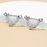 Anneau de piercing pour téton en acier chirurgical 316L, double cœur décoratif en zircon cubique, barbell incurvé avec bouclier pour femme
