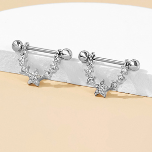 <span class=keywords><strong>Piercing</strong></span> per Capezzolo in Acciaio Chirurgico 316L con Doppio Cuore in Zirconia Cubica, Gioiello Decorativo per Capezzolo, Barra Curva con Scudo Protettivo per Donne - Product Image 5