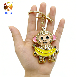 Promotional Custom Cartoon Animal Plastic Charm Gift Key Chain Keyring UV Printed Fashion Cute Monkey Plastic Keychain